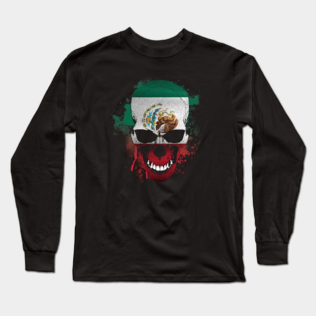 Mexican flag skull Long Sleeve T-Shirt by MonkeyKing